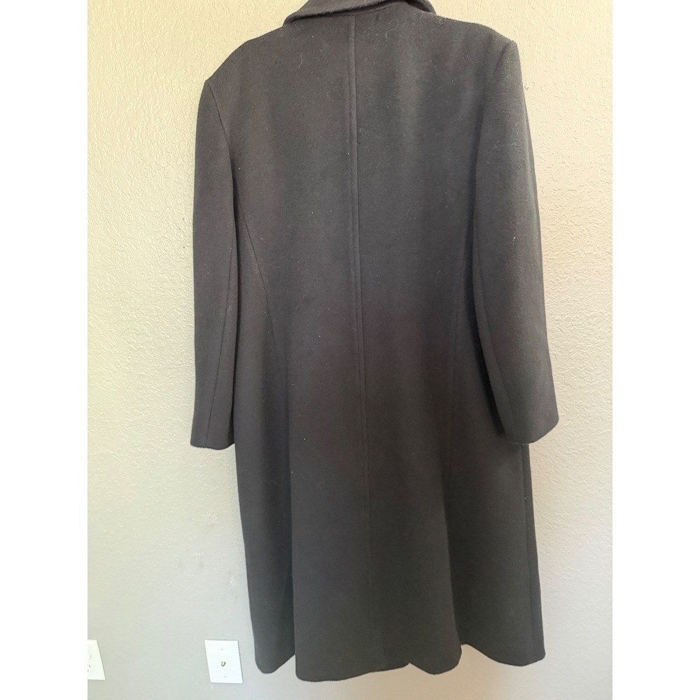 VTG  Pendleton Womens Black Wool Trench Coat SZ 16 Full Length Classic 80's - Picture 9 of 10